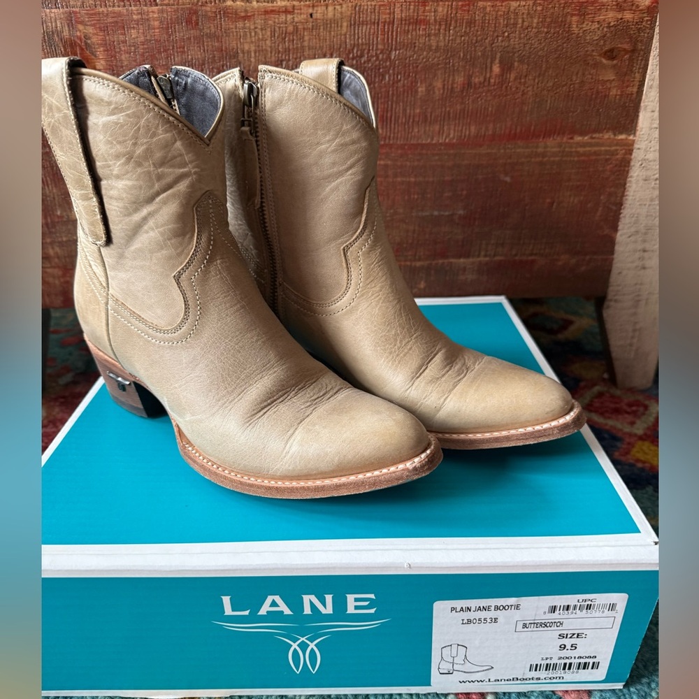 Lane PLAIN JANE Womens Cowboy Booties 9.5  Butterscotch Leather. Beautiful!